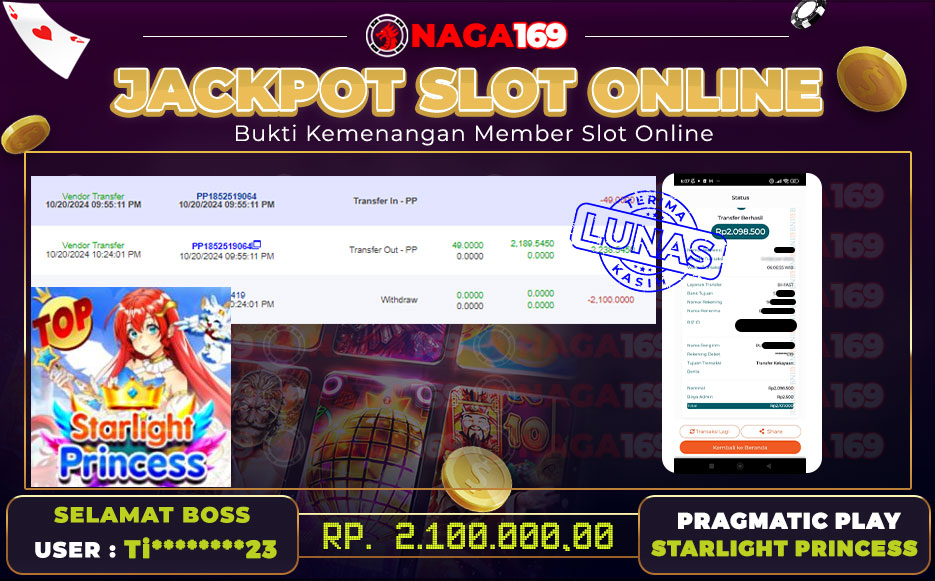 Jackpot STARLIGHT PRINCESS IDR2100000,- SUKSES