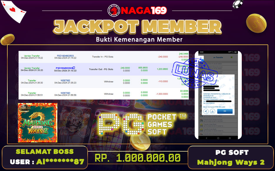 Jackpot PG SOFT IDR1000000,- SUKSES