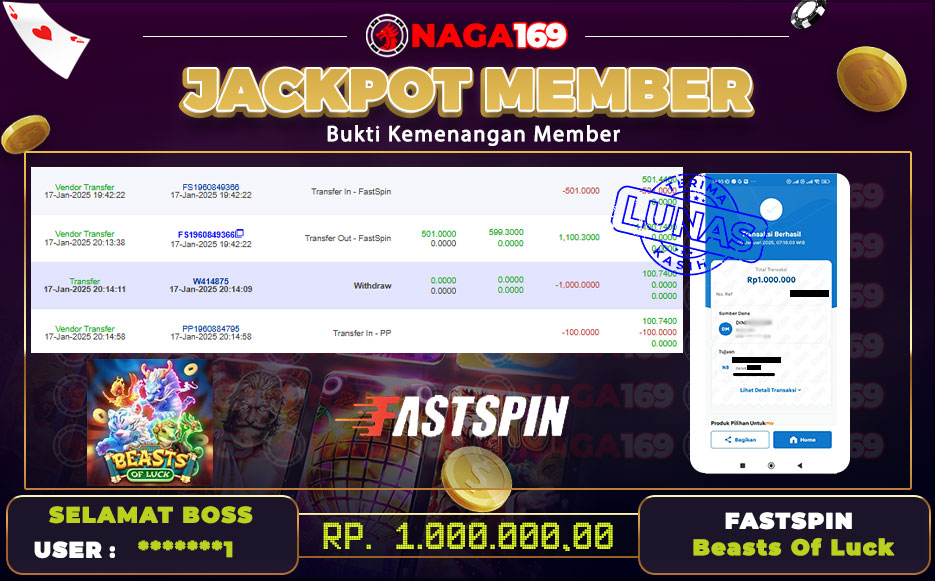 Jackpot FASTSPIN IDR1000000,- SUKSES