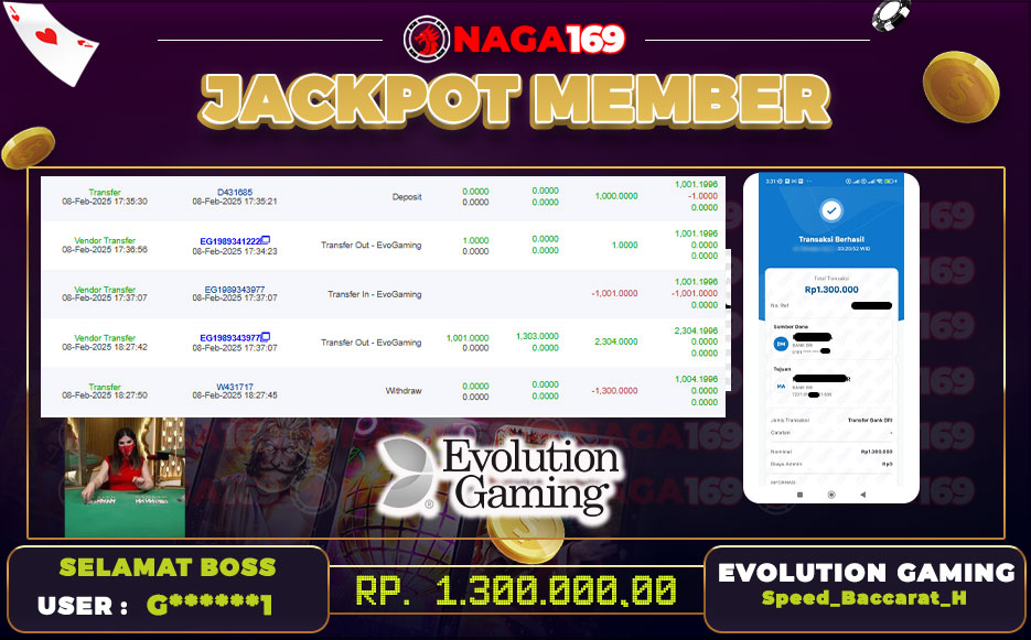 Jackpot LIVE CASINO IDR1300000,- SUKSES