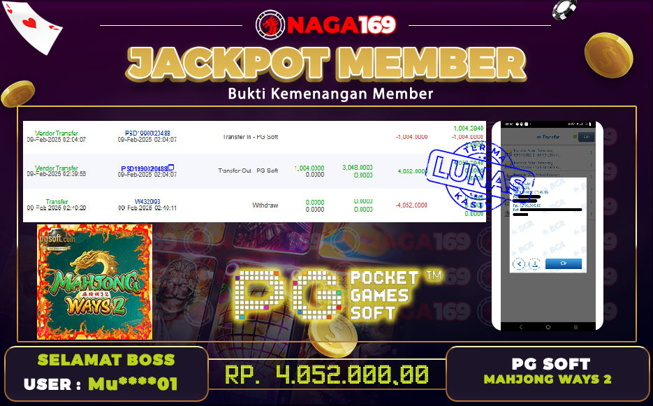 Jackpot PG SOFT IDR4052000,- SUKSES