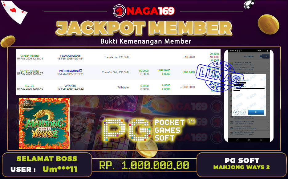 Jackpot PG SOFT IDR1000000,- SUKSES