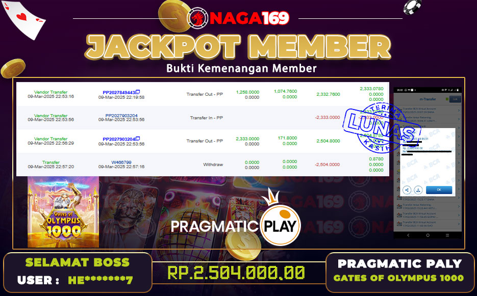 Jackpot PRAGMATIC PLAY IDR2504000,-