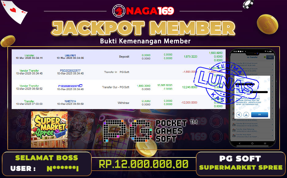 Jackpot PG Soft - Supermarket Spree IDR12000000,-