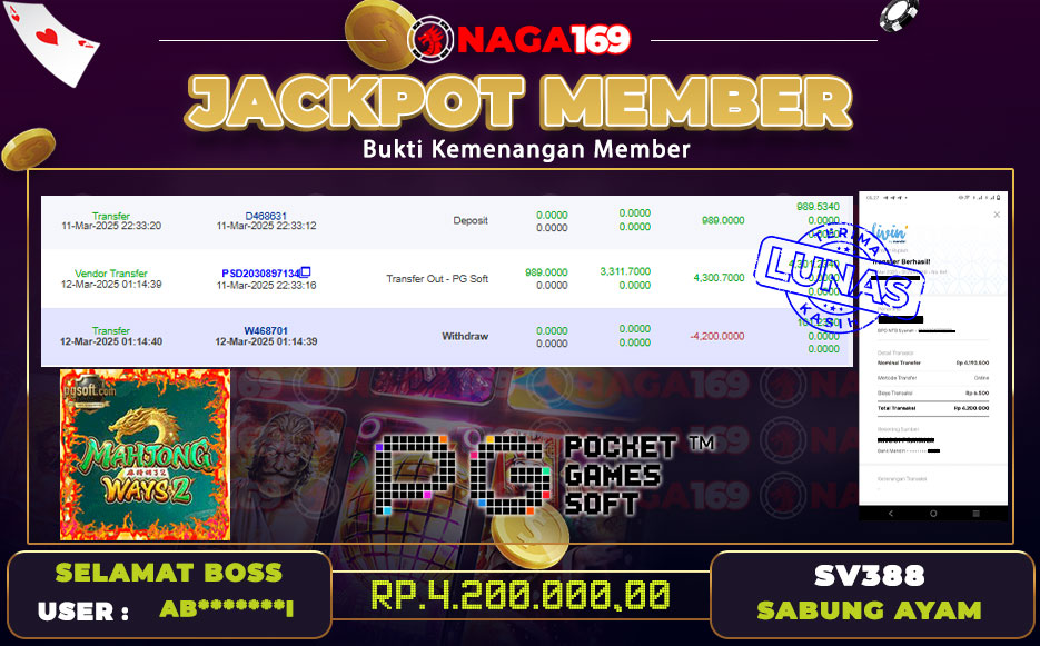 Jackpot PG SOFT IDR4200000,-
