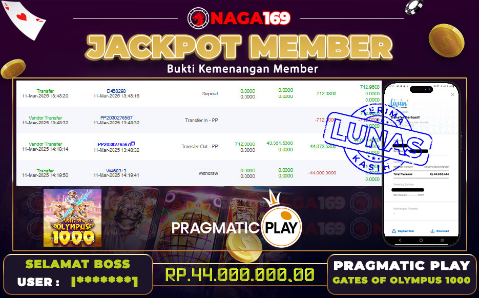 Jackpot PP - Gates of Olympus 1000 IDR44000000,-