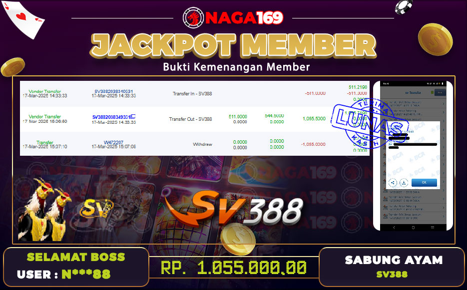 Jackpot SABUNG AYAM IDR1055000,- SUKSES