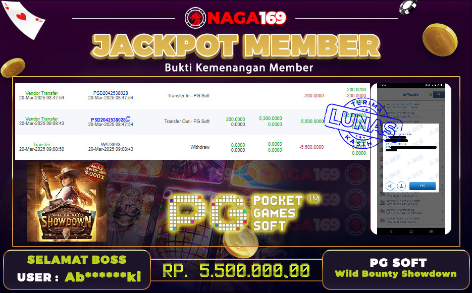 Jackpot PG SOFT IDR5500000,-