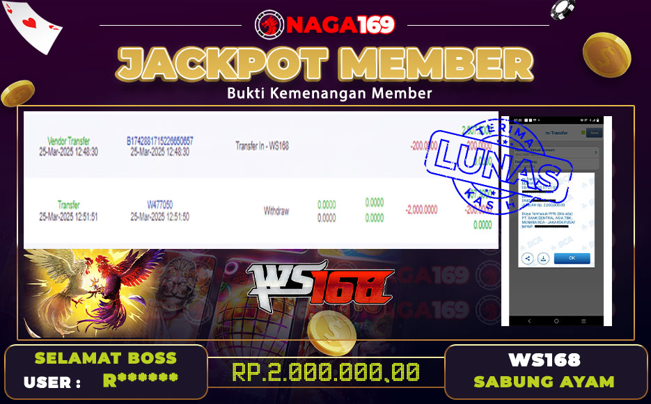 Jackpot WS168 IDR2000000,-