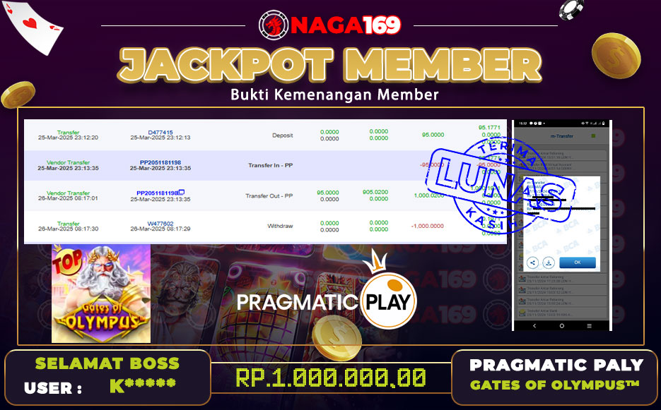 Jackpot PRAGMATIC PLAY IDR1000000,- SUKSES