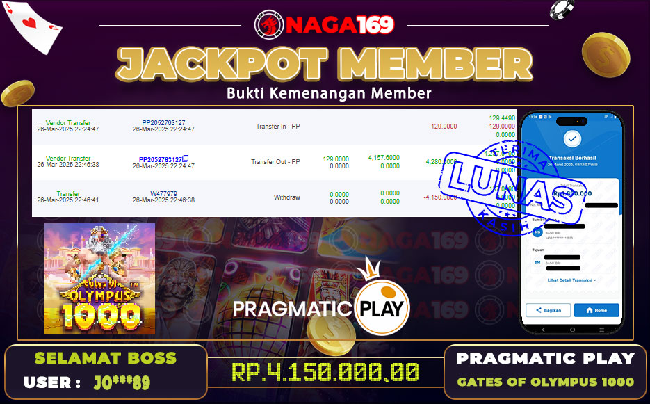 Jackpot PRAGMATIC PLAY IDR4150000,- SUKSES