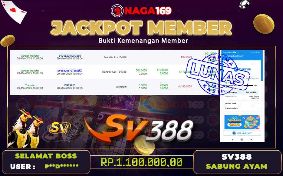 Jackpot SV388 IDR1100000,-
