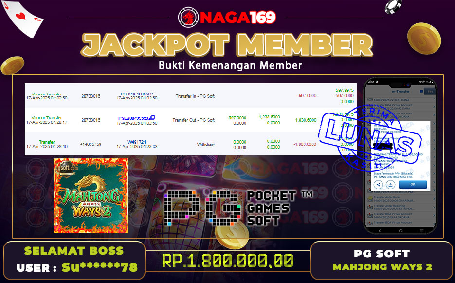 Jackpot PG SOFT IDR1800000,- SUKSES