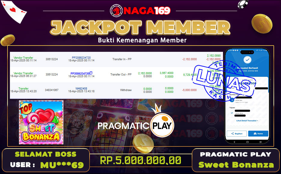 Jackpot PRAGMATIC PLAY IDR5000000,- SUKSES