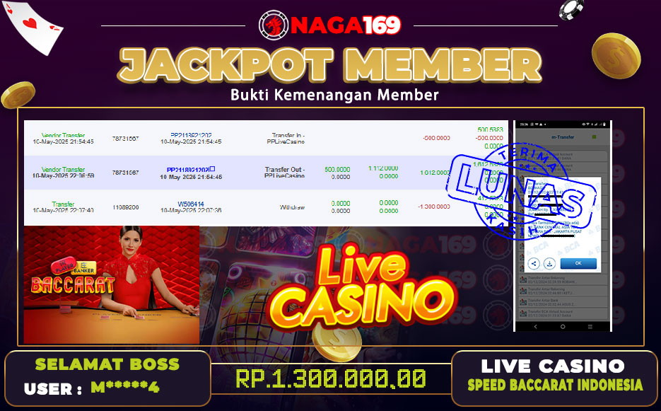 Jackpot LIVE CASINO IDR1300000,- SUKSES