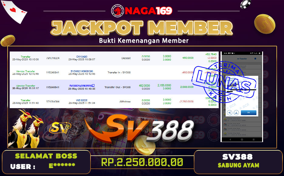 Jackpot SV388 IDR2250000,-