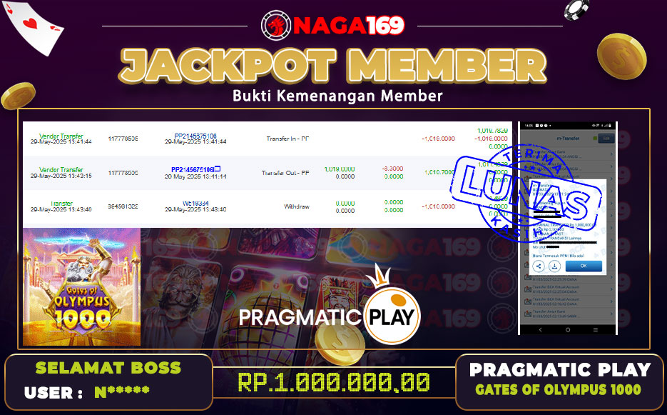 Jackpot PRAGMATIC PLAY IDR1000000,-