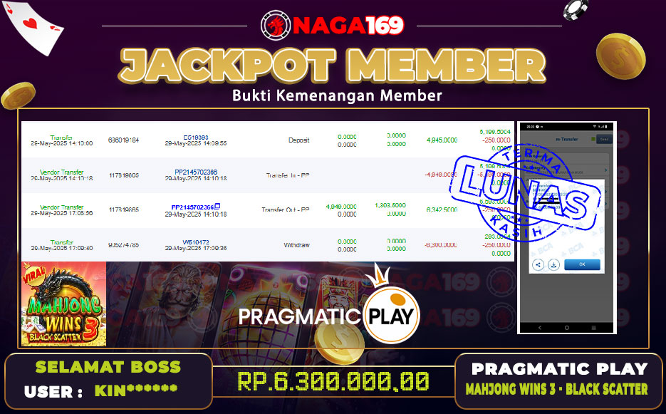 Jackpot PRAGMATIC PLAY IDR6300000,-