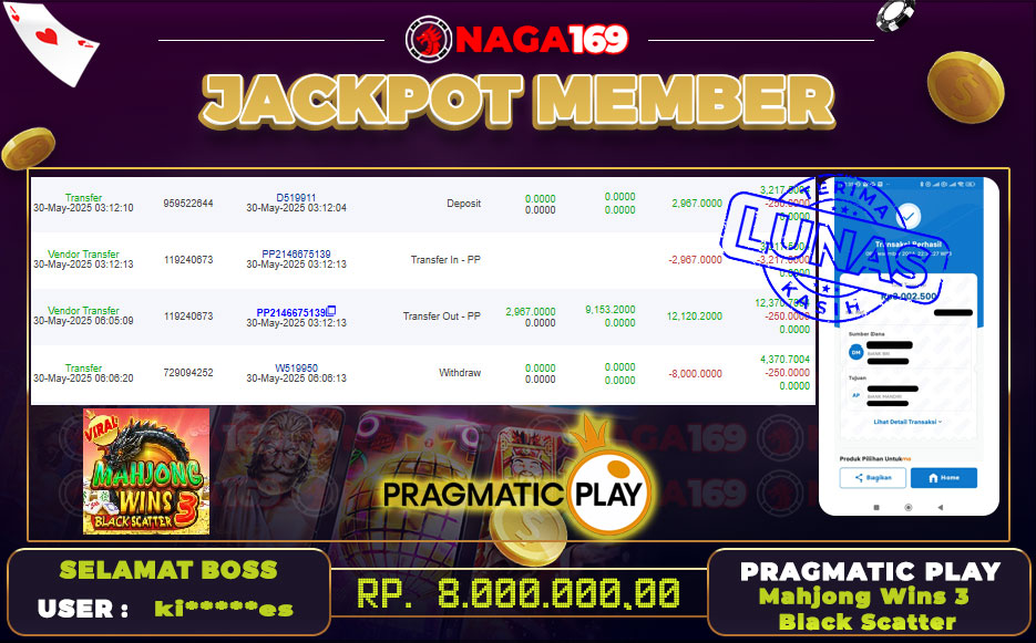 Jackpot PRAGMATIC PLAY IDR8000000,-