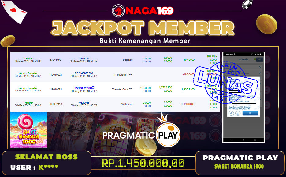 Jackpot PRAGMATIC PLAY IDR1450000,- SUKSES