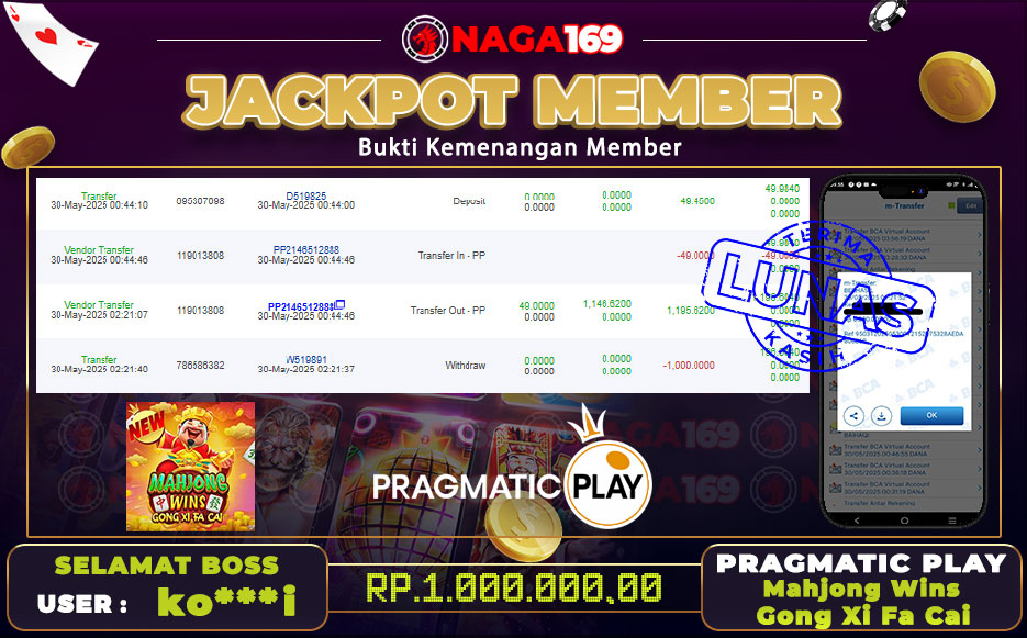 Jackpot PP - Mahjong Wins – Gong Xi Fa Cai IDR1000000,-
