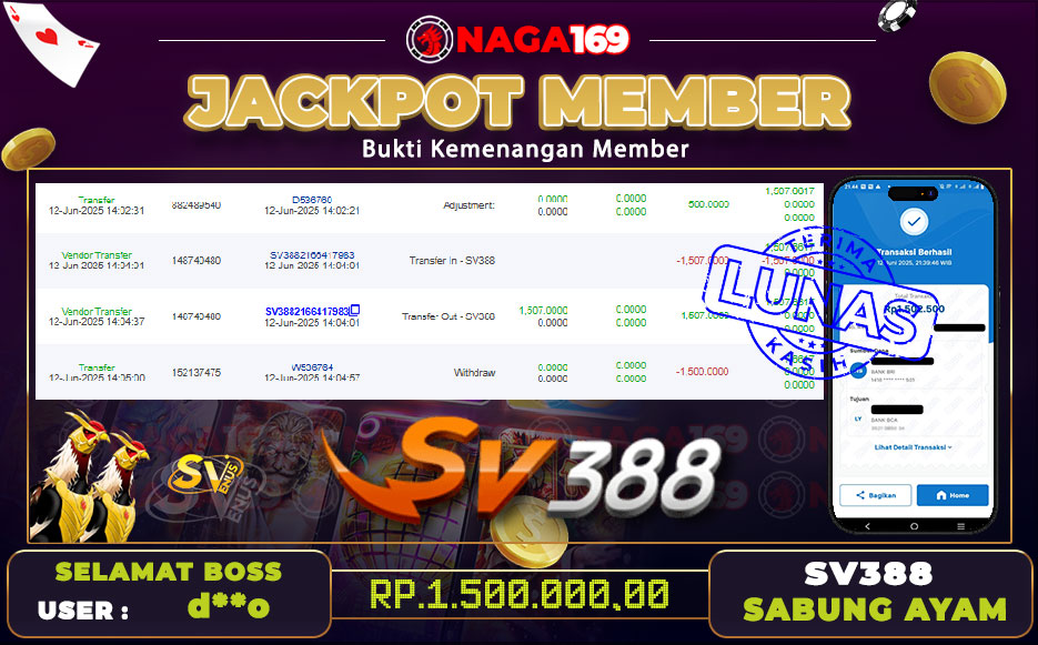 Jackpot SV388 - SABUNG AYAM IDR1500000,-