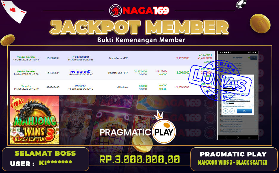 Jackpot PRAGMATIC PLAY IDR3000000,-