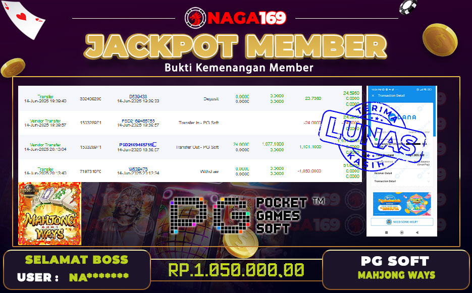 Jackpot PG SOFT IDR1050000,-