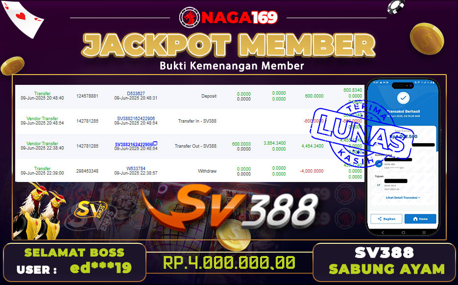 Jackpot SV388 - SABUNG AYAM IDR4000000,-